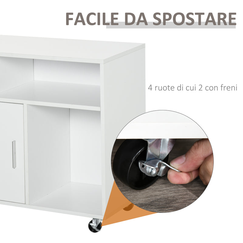 Mobile Porta Stampante con Cassetti 100x35x65 cm in Legno Truciolare Bianco-6