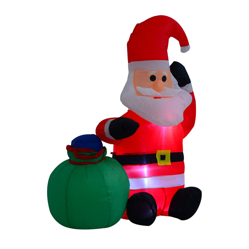 Babbo Natale Gonfiabile luminoso a LED in Poliestere con Ventilatore 70x45x120 cm -4