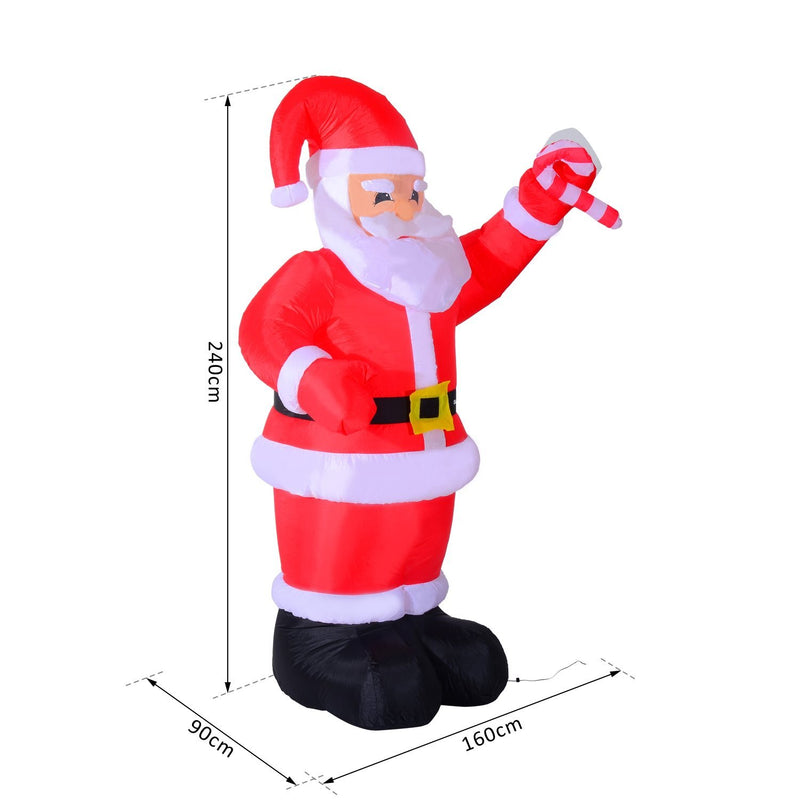 Babbo Natale Gonfiabile Decorazione Natalizia per Interni ed Esterni con 8 Luci LED 160x90x240 cm -4