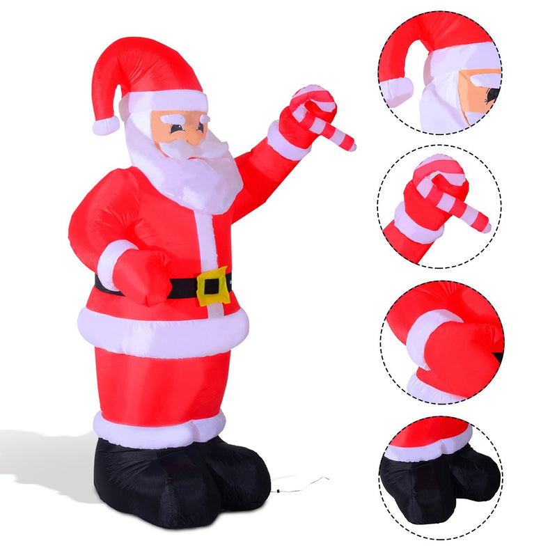 Babbo Natale Gonfiabile Decorazione Natalizia per Interni ed Esterni con 8 Luci LED 160x90x240 cm -5