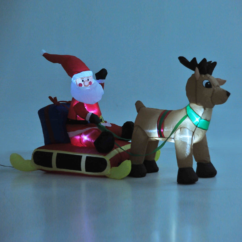 Babbo Natale Gonfiabile con LED per Interni ed Esterni 152x72x122 cm -3