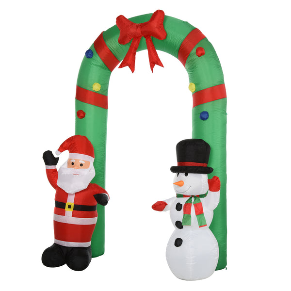 sconto Arco Natalizio Gonfiabile H244 cm con Luci LED Babbo Natale e Pupazzo di Neve per Esterno