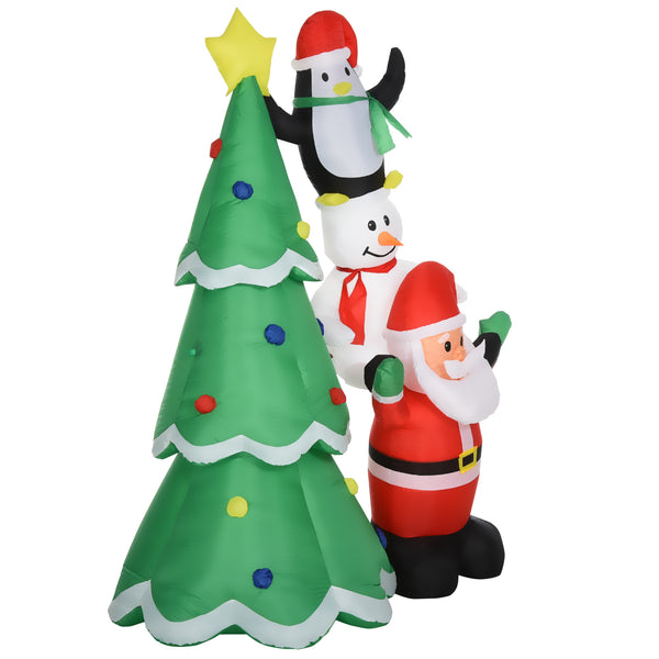 acquista Babbo Natale Gonfiabile 170x115x243 cm con Pinguino e Pupazzo di Neve per Esterno