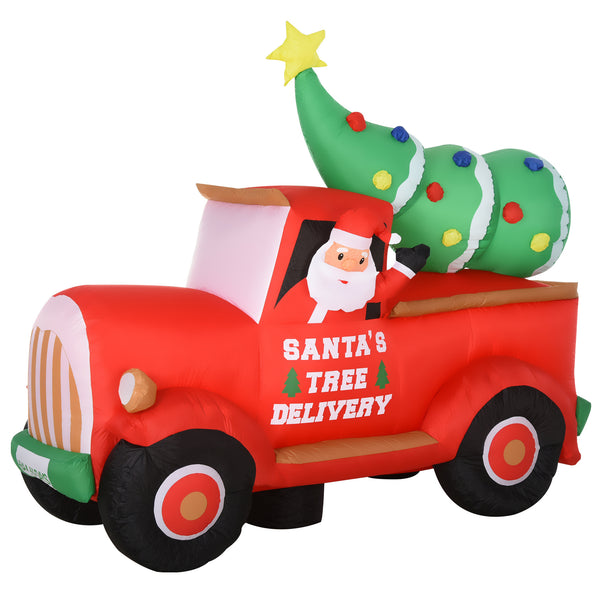 Babbo Natale con Camion e Albero Gonfiabile 215x102x180 cm con Luci a LED acquista