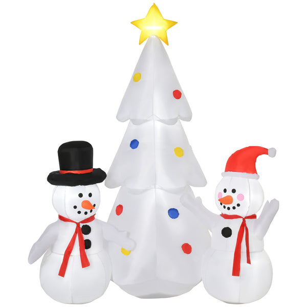 Albero di Natale Gonfiabile H185 cm con Pupazzi di Neve Bianco prezzo