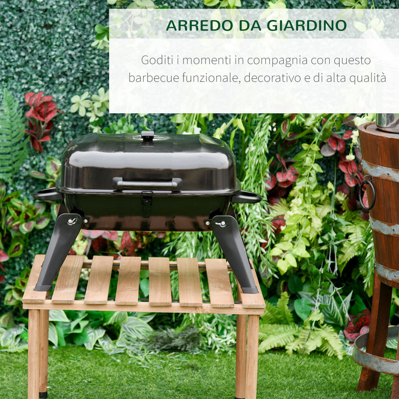 Barbecue a Carbone Carbonella Portatile Pieghevole in Ferro Nero -4