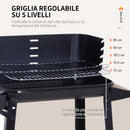 Barbecue a Carbone Carbonella Picnic Altezza Regolabile Nero 87x45x83 cm -7