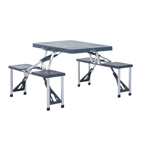 Set Campeggio Tavolino Pieghevole 4 Sedie in Alluminio e Plastica Grigio acquista