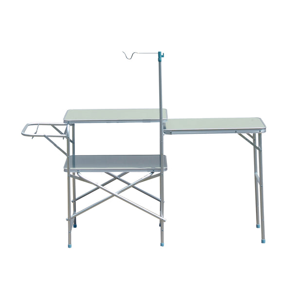 sconto Tavolino da Campeggio Picnic Pieghevole in Alluminio 154.5x40.5x82 cm