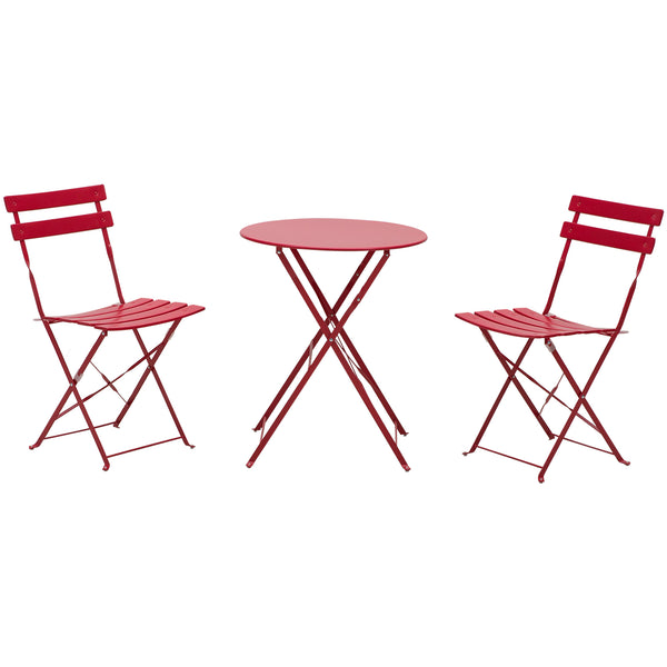 online Set Tavolino e 2 Sedie Pieghevoli da Giardino in Acciaio  Rosso
