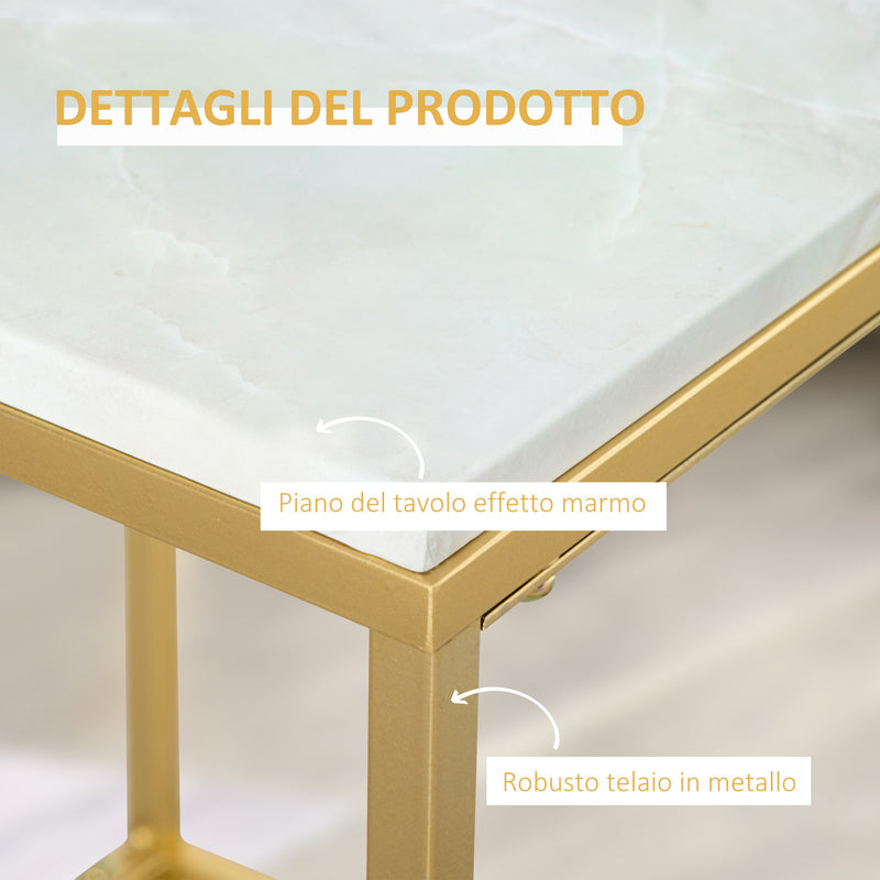 Tavolino da Caffè 40x40x50 cm in Metallo Oro-6