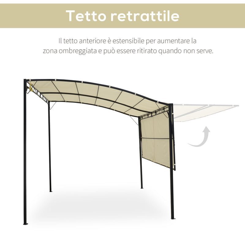 Pergola da Giardino 2,39x2-2,5x2,39 m in Acciaio con Copertura in Tessuto Beige -4