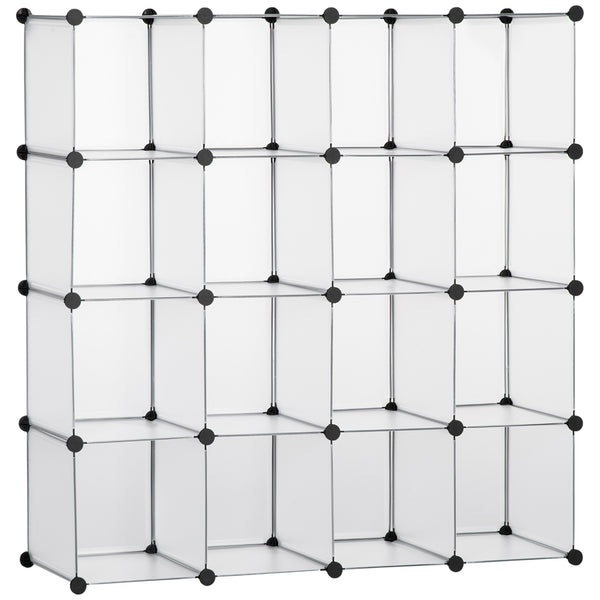 online Scarpiera Modulare 125x32x125 cm 16 Cubi in Plastica e Acciaio Trasparente
