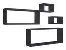 Set 3 Mensole Cubo da Parete Quadrato e Rettangolare in Fibra di Legno Merlino Nero-1