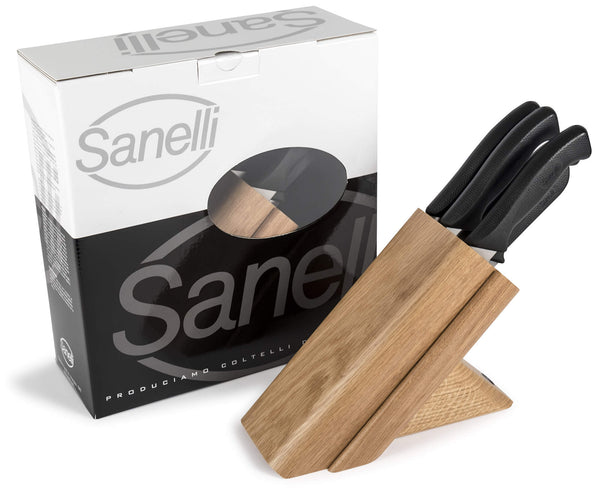 online Ceppo in Legno Rovere con 5 Coltelli  Manico Antiscivolo Sanelli Skin Nero