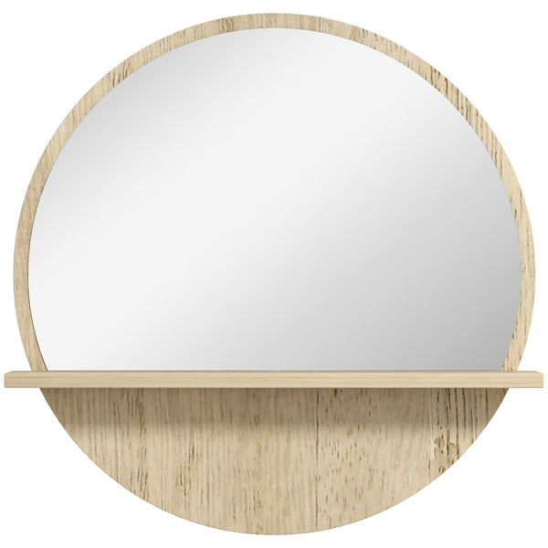 Specchio Bagno Rotondo Ø45x10 cm con Ripiano Portaoggetti in Truciolato sconto
