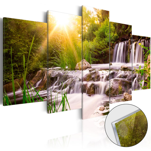 prezzo Quadro Su Vetro Acrilico - Forest Waterfall 100x50cm Erroi
