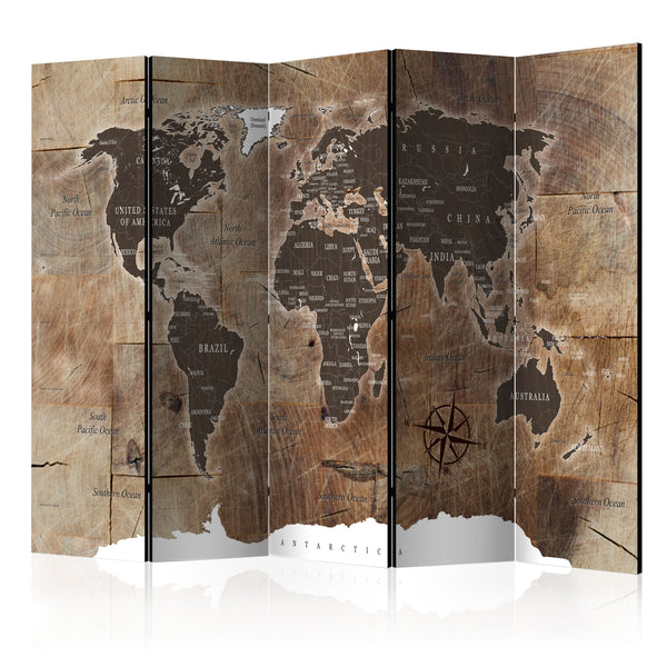 Paravento 5 Pannelli - Map On The Wood 225x172cm Erroi prezzo