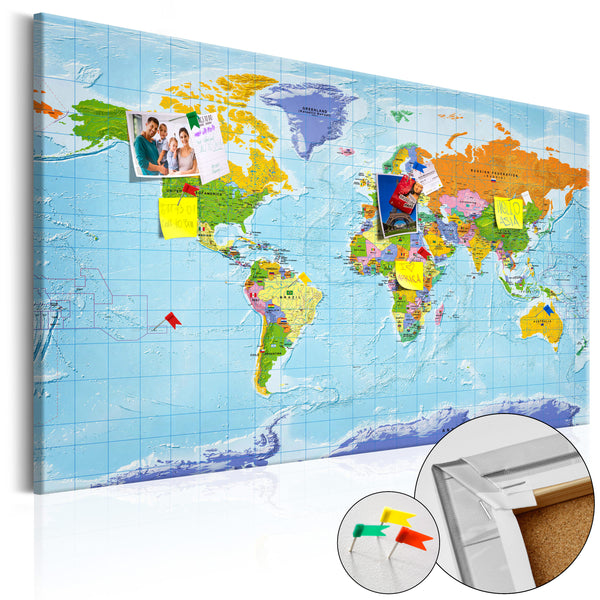 Quadro Di Sughero - World Map - Countries Flags [Cork Map] 90x60cm Erroi prezzo