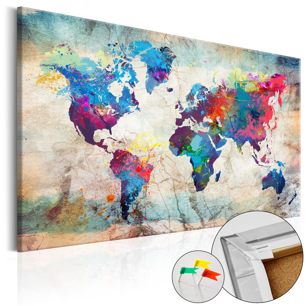Quadro Di Sughero - World Map - Colourful Madness [Cork Map] 120x80cm Erroi sconto