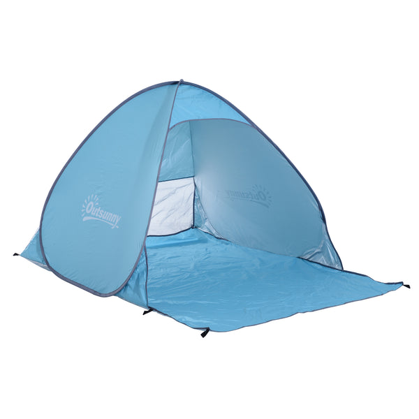 acquista Tenda da Spiaggia Campeggio Impermeabile Apertura Pop-Up 150x200x115 cm Azzurro