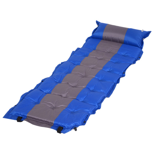 Materassino Gonfiabile da Campeggio con Cuscino in PVC Blu e Grigio 191x63x5 cm sconto
