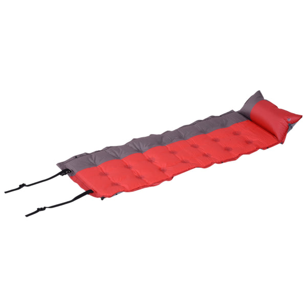 sconto Materassino Gonfiabile da Campeggio con Cuscino PVC Rosso 191x63x5 cm