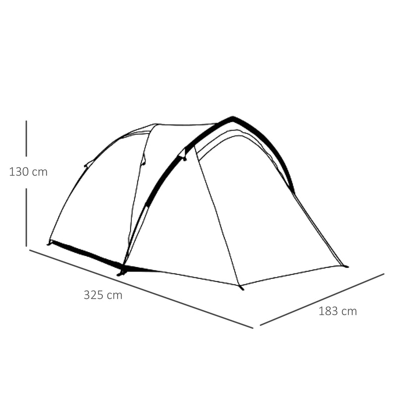 Tenda da Campeggio 4 Persone 325x183x130 cm con Vestibolo e Finestre Grigia-3