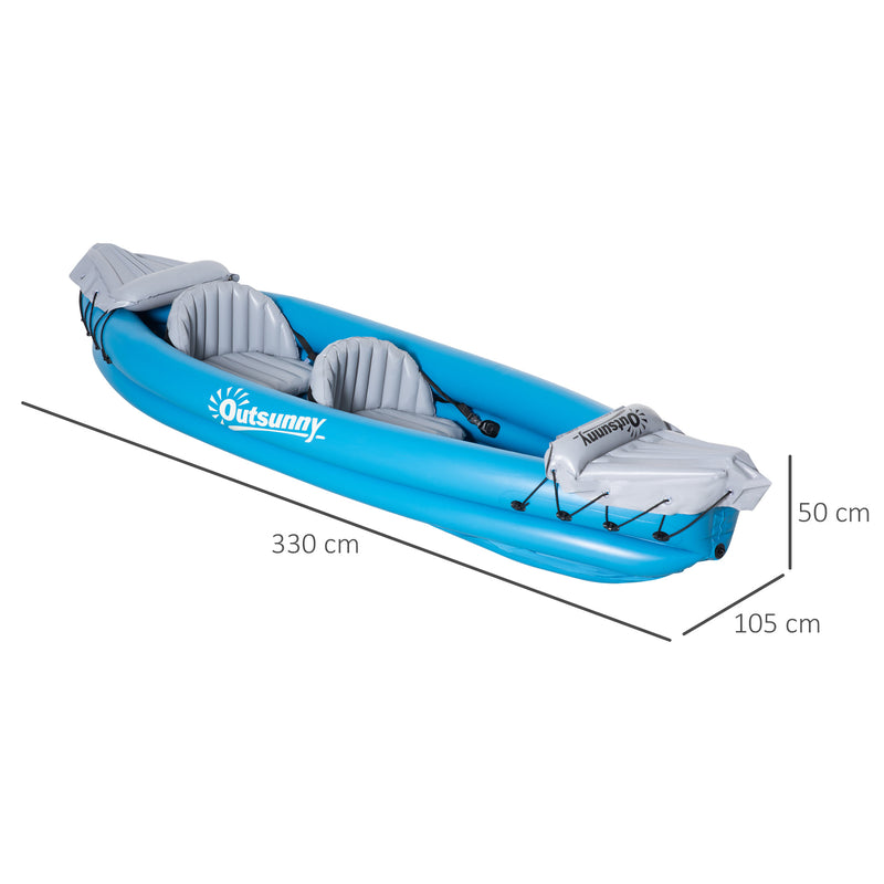 Canoa Gonfiabile 2 Posti 330x105x50 cm in PVC Azzurro-3