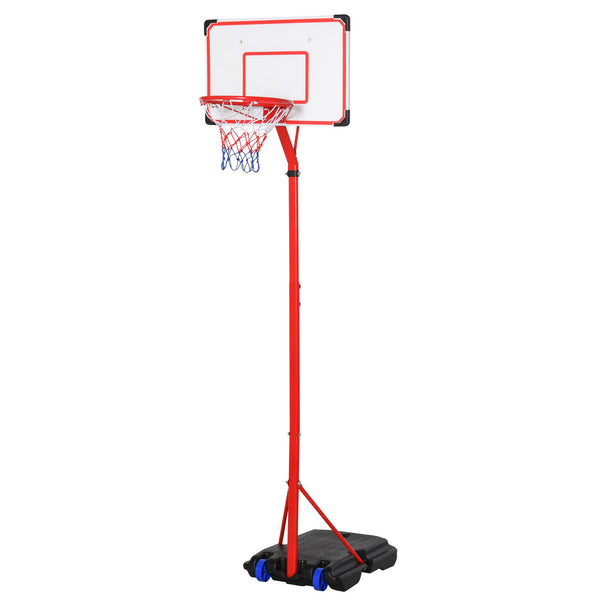 Canestro da Basket da Esterno con Supporto e Altezza Regolabile in Metallo Rosso e Bianco online