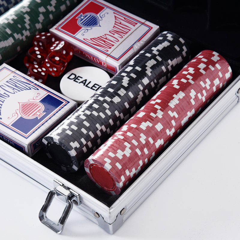 Set 200 Fiches da Poker 2 Mazzi di Carte e Pulsante Dealer con Valigetta-8
