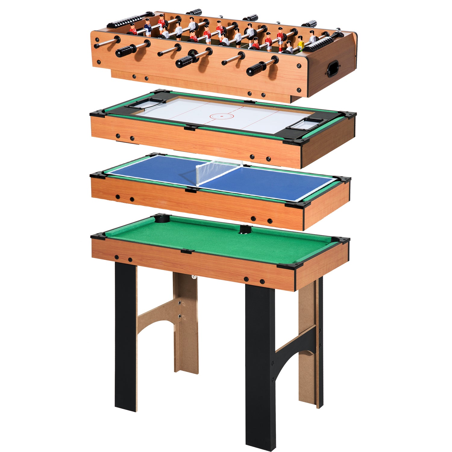 Tavolo Multi Gioco 4 in 1 Calcio Balilla Hockey Ping Pong e Biliardo in  Legno MDF 87x43x73 cm – acquista su Giordano Shop