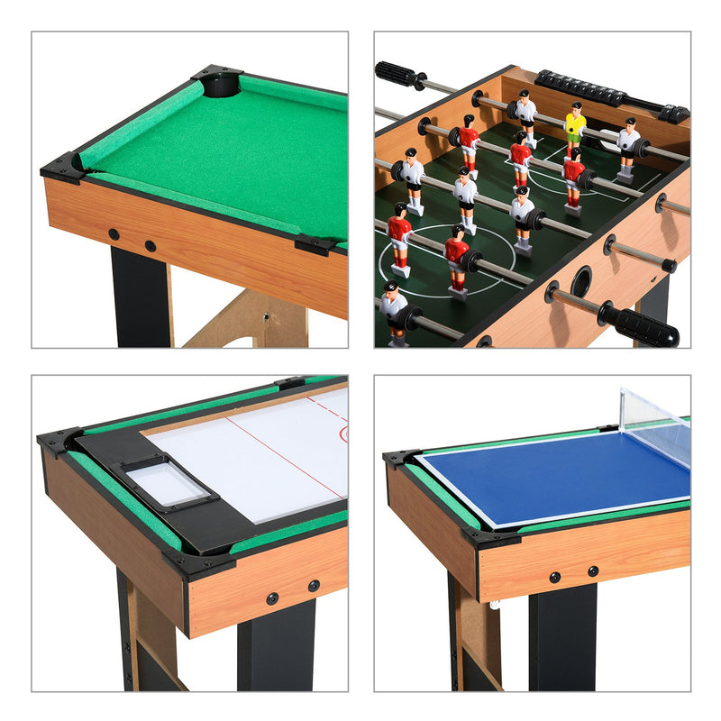 Tavolo Multi Gioco 4 in 1 Calcio Balilla Hockey Ping Pong e Biliardo in Legno MDF 87x43x73 cm -10