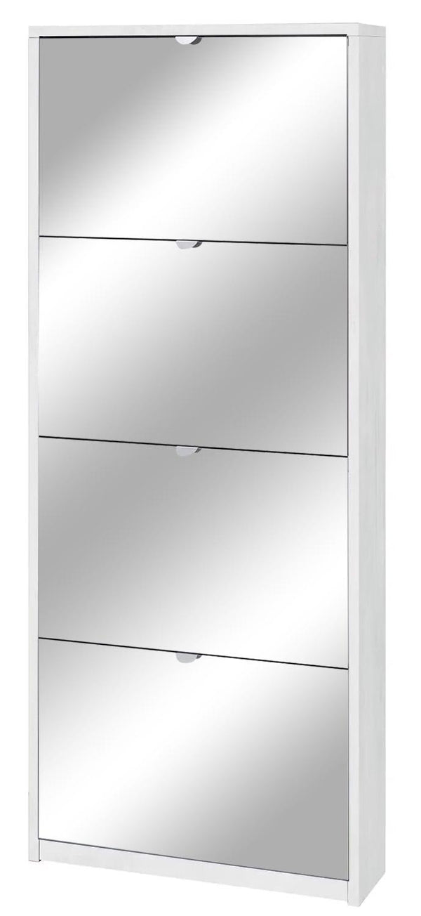 Scarpiera 4 Ante con Specchio 63x154x18 cm Ossido Bianco online