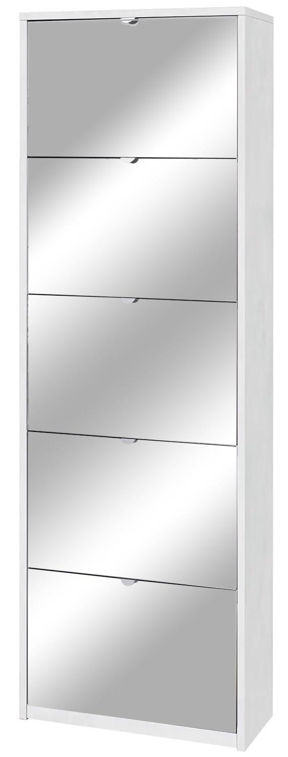 online Scarpiera 5 Ante con Specchio 63x190x29 cm Ossido Bianco
