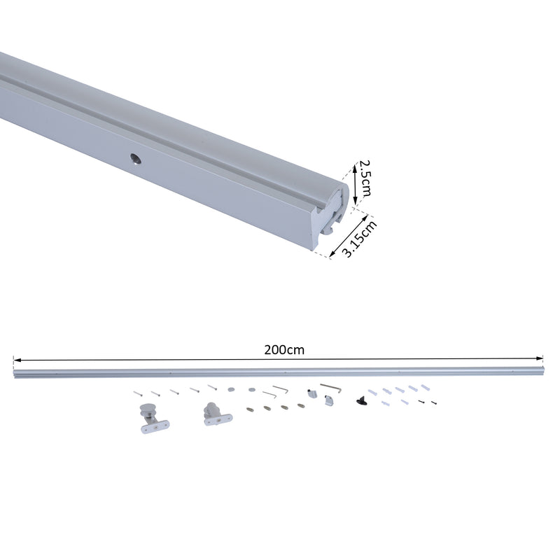 Kit Binario per Porta Scorrevole in Lega d'Alluminio 200x3.15x2.5 cm -3