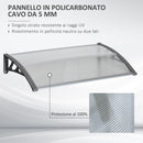 Pensilina Tettoia Moderna 110x60x18 cm in Policarbonato Alluminio e PP Trasparente-4