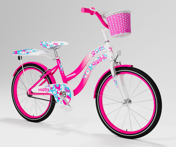 acquista Bicicletta per Ragazza 20” con Cestino e Sellino Posteriore Magik-Bike Happy Rosa