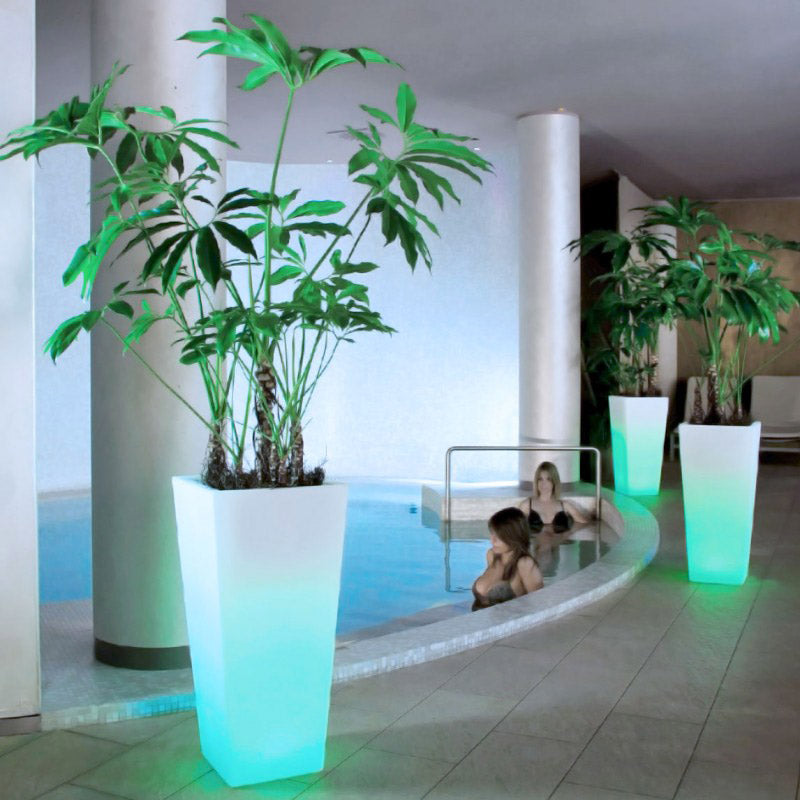 Vaso Luminoso da Giardino a LED 38x38x80 cm in Resina 5W Cedar Multicolore-2