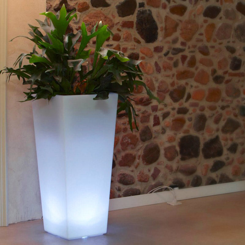 Vaso Luminoso da Giardino a LED 38x38x80 cm in Resina 5W Cedar Bianco Neutro-5