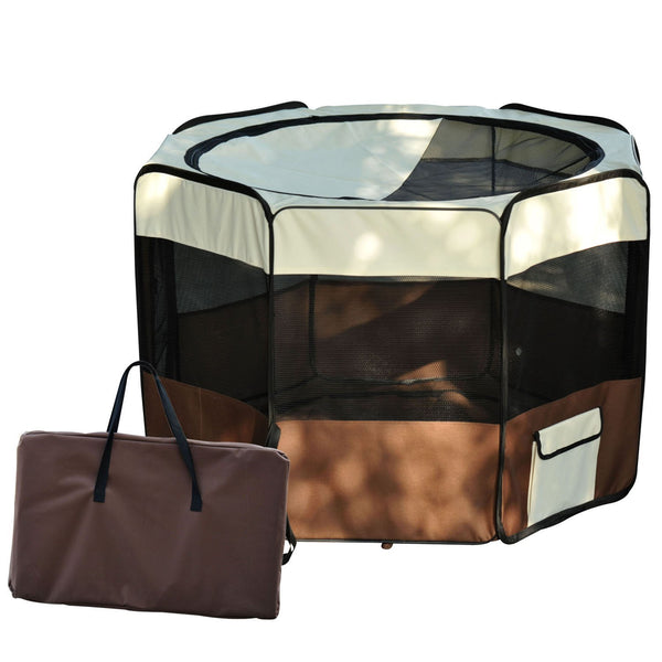 online Box Recinto per Cani Pieghevole in Oxford Marrone-crema Ø116x71 cm