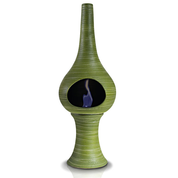 prezzo Camino a Bioetanolo da Pavimento in Ceramica 35x95 cm Ferazzoli Flute Verde Millerighe