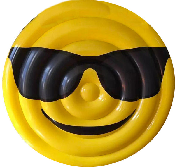 Materassino Gonfiabile Ø150 cm in PVC a Forma di Emoji Ranieri Face Occhiali Giallo online