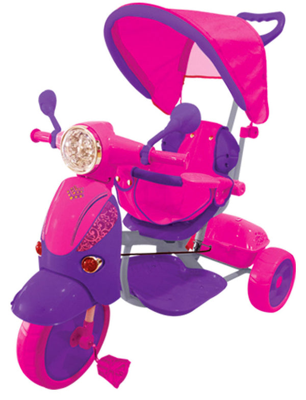 Triciclo a Spinta Seggiolino Reversibile per Bambini Kidfun Classic Fucsia e Viola sconto