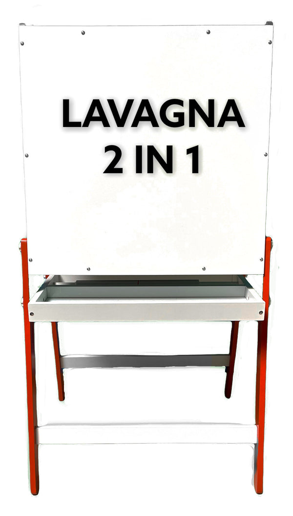 sconto Lavagna 2 in 1 per Bambini 65x55x11 cm con Cavalletto in Legno Rosso