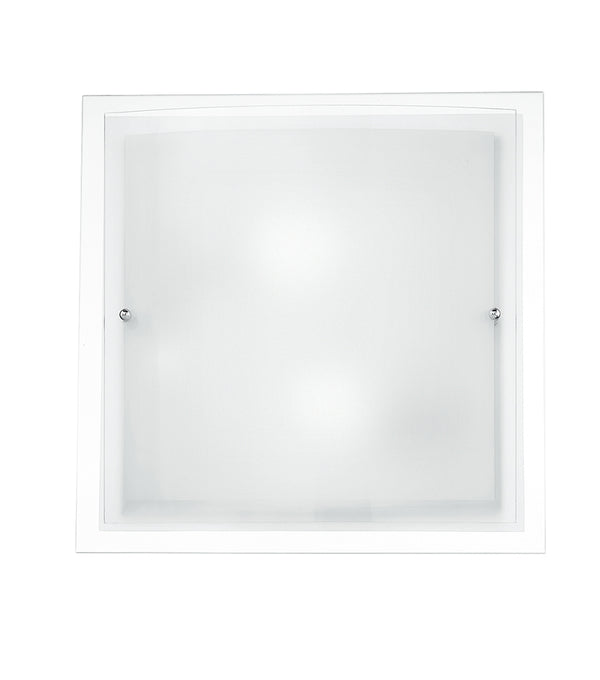 Plafoniera Quadrata Bordo Trasparente Doppio Vetro Bianco Satinato Lampad Moderna E27 sconto