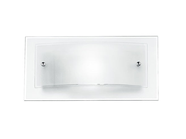 Applique Moderna Quadrata Doppio Vetro Bianco Satinato Bordo Trasparente Lampada da Parete E27 acquista