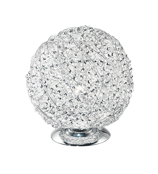 prezzo Lumetto Sferico Intreccio Fili Alluminio Cristalli Lampada da Tavolo Moderna E27