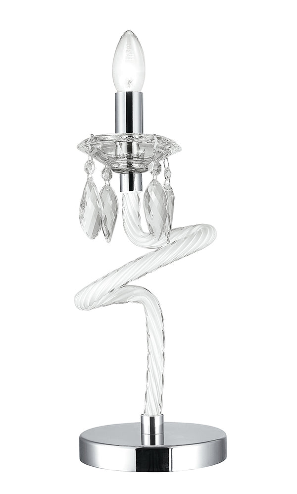 Lampada da Tavolo Vetro Bianco Decorato Gocce Cristallo K9 Classica E14 prezzo