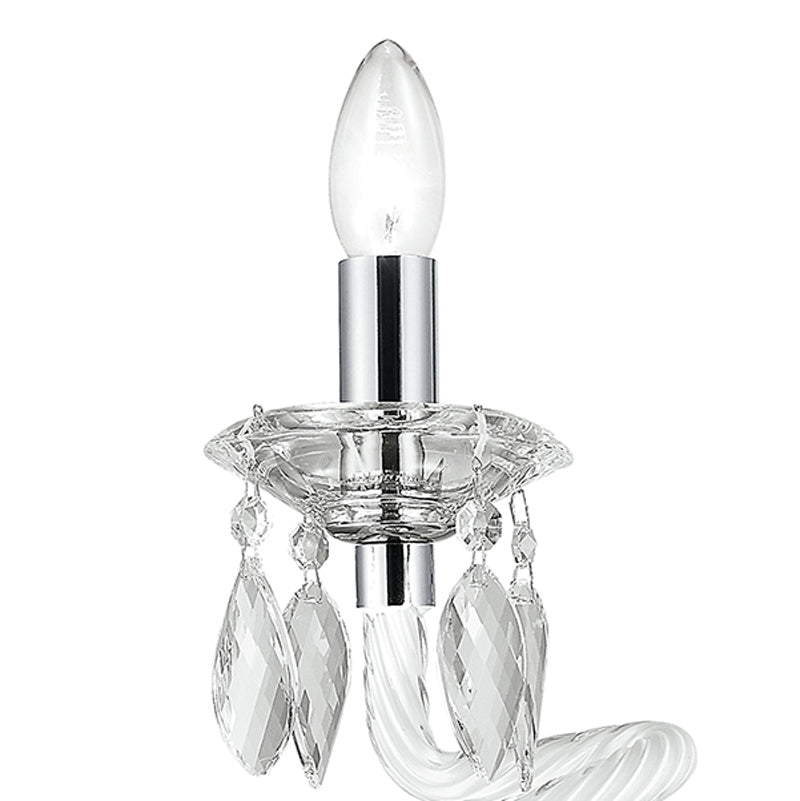 Lampada da Tavolo Vetro Bianco Decorato Gocce Cristallo K9 Classica E14 Ambiente I-ATELIER/L1-2